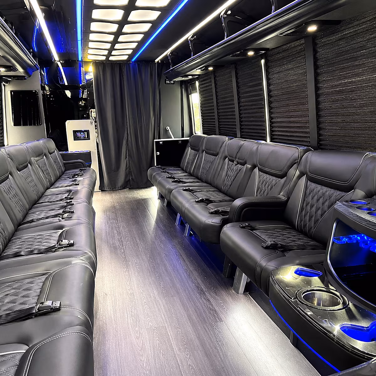 Colorado Springs Wedding Transportation party bus interior